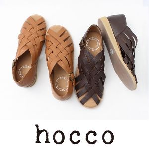 【公式】hocco（ホッコ） レザー（牛本革） 編み上げフラットサンダル HC-201
