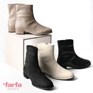 【新作ブーツ 販売開始】 <br>la farfa SHOES（ラ・ファーファ シューズ） <br> 2.5cmヒール スクエアストレッチローヒールブーツ S/T 534 <br>23.5cm-26.5cm 4E